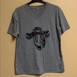 Gray v-neck t-shirt